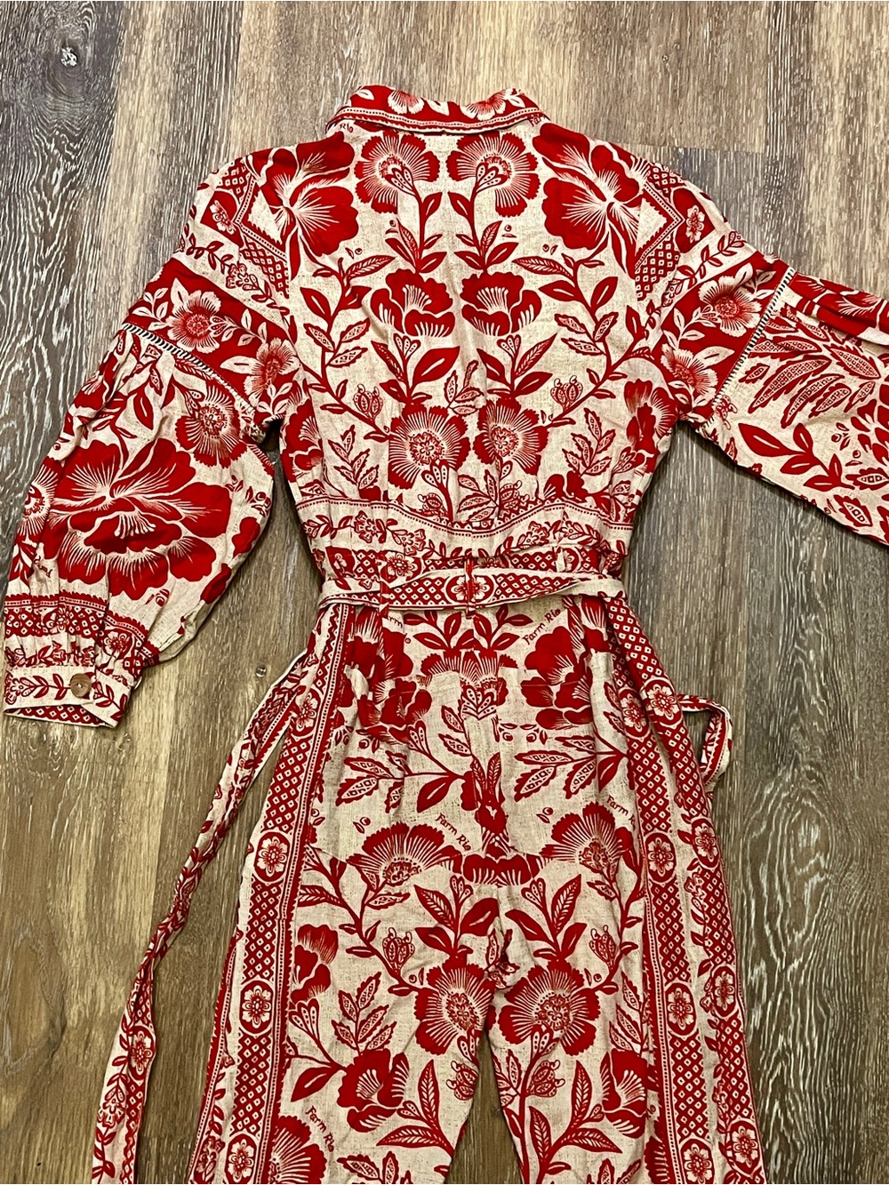 FARM Rio Red Floral Print Button-Front Jumpsuit - Picture 4 of 4
